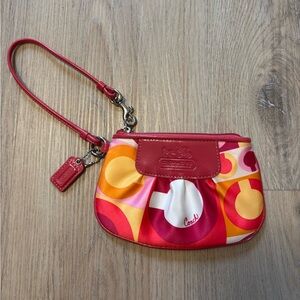 Coach Pink & Orange Signature Wristlet
